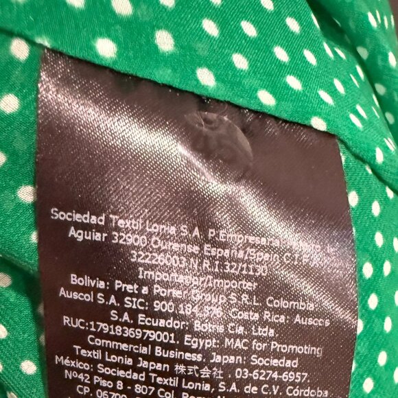 Carolina Herrera Sleeveless Green Dress with white dots. - Picture 7 of 8